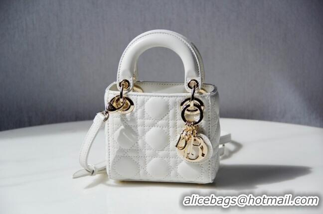 Good Product Dior Micro Lady Dior Bag in Cannage Lambskin CD2821 White 2023