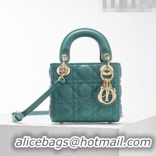 Top Grade Dior Micro Lady Dior Bag in Cannage Lambskin CD2821 Green 2023