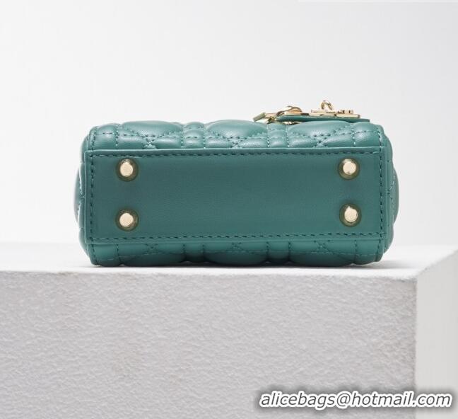 Top Grade Dior Micro Lady Dior Bag in Cannage Lambskin CD2821 Green 2023