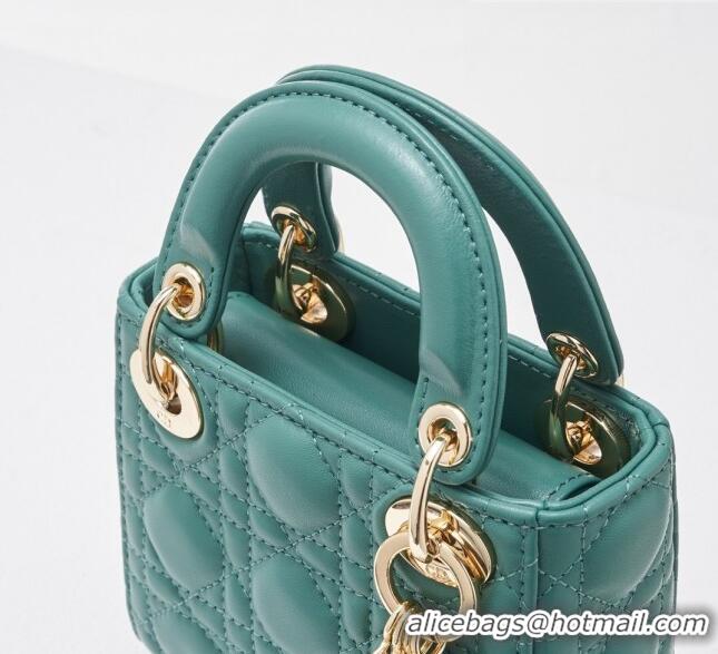 Top Grade Dior Micro Lady Dior Bag in Cannage Lambskin CD2821 Green 2023