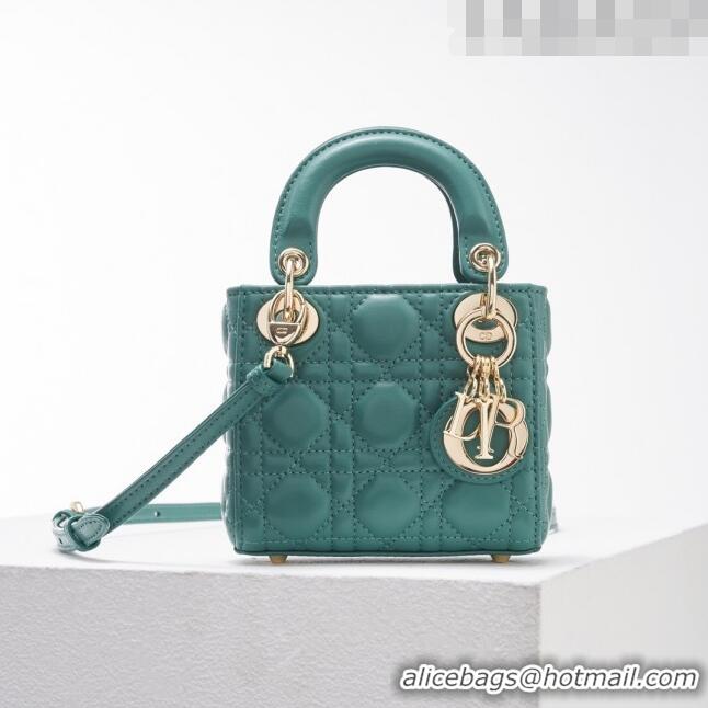 Top Grade Dior Micro Lady Dior Bag in Cannage Lambskin CD2821 Green 2023