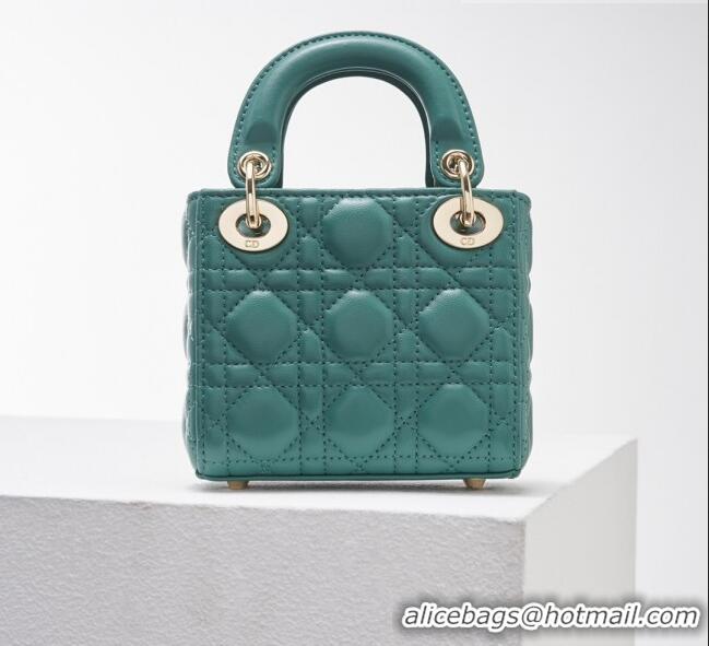 Top Grade Dior Micro Lady Dior Bag in Cannage Lambskin CD2821 Green 2023