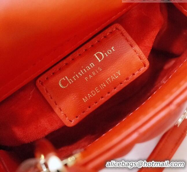 Pretty Style Dior Micro Lady Dior Bag in Cannage Lambskin CD2821 Orange 2023