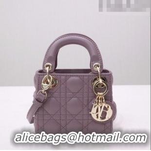 Buy Cheapest Dior Micro Lady Dior Bag in Cannage Lambskin CD2821 Grey 02 2023