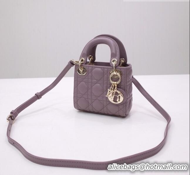 Buy Cheapest Dior Micro Lady Dior Bag in Cannage Lambskin CD2821 Grey 02 2023