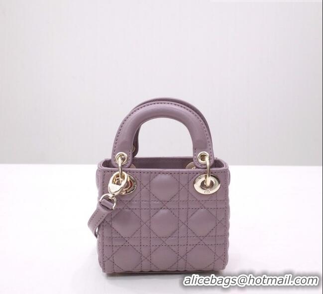 Buy Cheapest Dior Micro Lady Dior Bag in Cannage Lambskin CD2821 Grey 02 2023