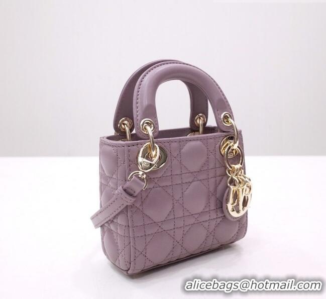 Buy Cheapest Dior Micro Lady Dior Bag in Cannage Lambskin CD2821 Grey 02 2023