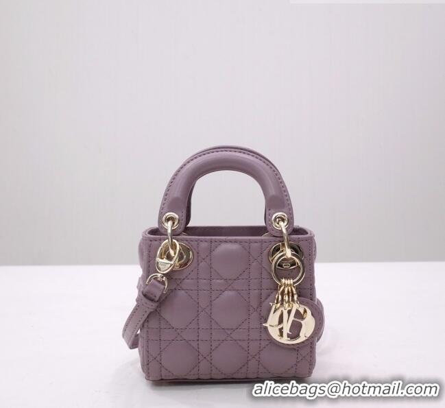 Buy Cheapest Dior Micro Lady Dior Bag in Cannage Lambskin CD2821 Grey 02 2023