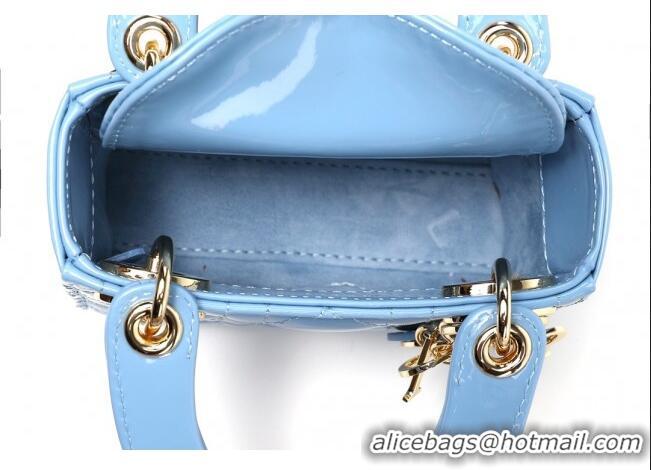 Most Popular Dior Micro Lady Dior Bag in Patent Leather CD2821 Sky Blue 2023