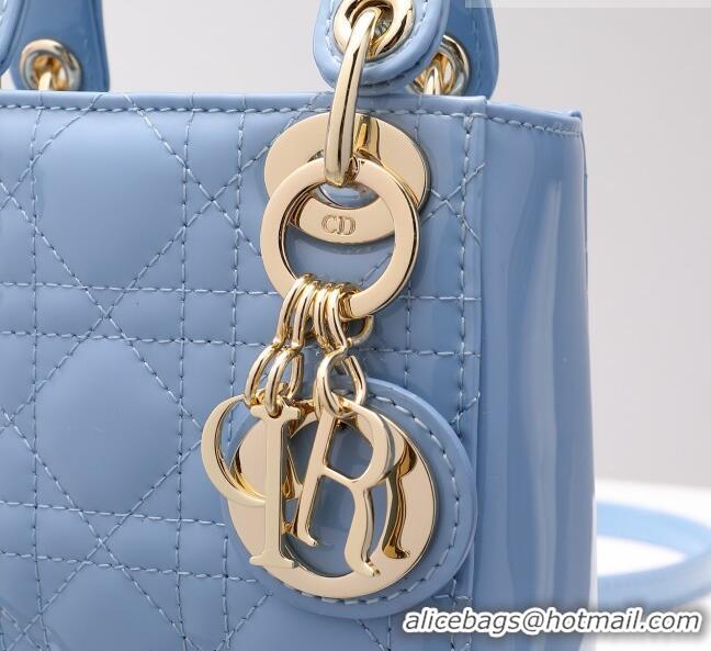 Most Popular Dior Micro Lady Dior Bag in Patent Leather CD2821 Sky Blue 2023