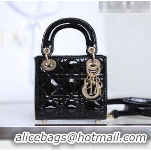 New Design Dior Micro Lady Dior Bag in Patent Leather CD2822 Black 2023