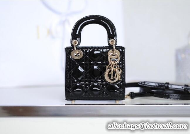 New Design Dior Micro Lady Dior Bag in Patent Leather CD2822 Black 2023