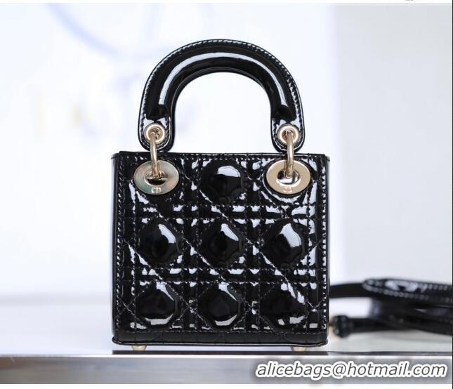 New Design Dior Micro Lady Dior Bag in Patent Leather CD2822 Black 2023