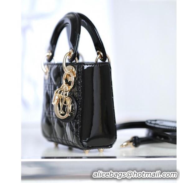 New Design Dior Micro Lady Dior Bag in Patent Leather CD2822 Black 2023