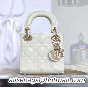 Low Cost Dior Micro Lady Dior Bag in Patent Leather CD2822 White 2023