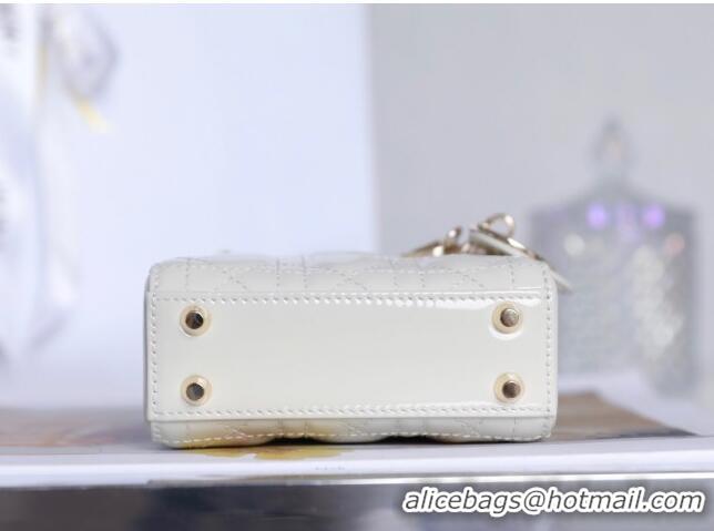 Low Cost Dior Micro Lady Dior Bag in Patent Leather CD2822 White 2023