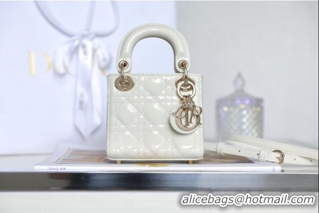 Low Cost Dior Micro Lady Dior Bag in Patent Leather CD2822 White 2023