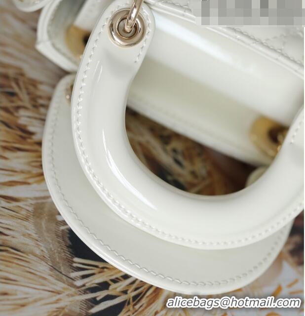 Low Cost Dior Micro Lady Dior Bag in Patent Leather CD2822 White 2023