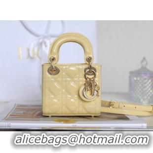 Buy Fashionable Dior Micro Lady Dior Bag in Patent Leather CD2822 Yellow 2023