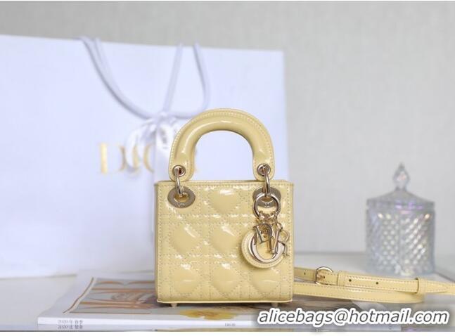 Buy Fashionable Dior Micro Lady Dior Bag in Patent Leather CD2822 Yellow 2023