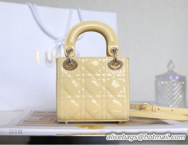 Buy Fashionable Dior Micro Lady Dior Bag in Patent Leather CD2822 Yellow 2023