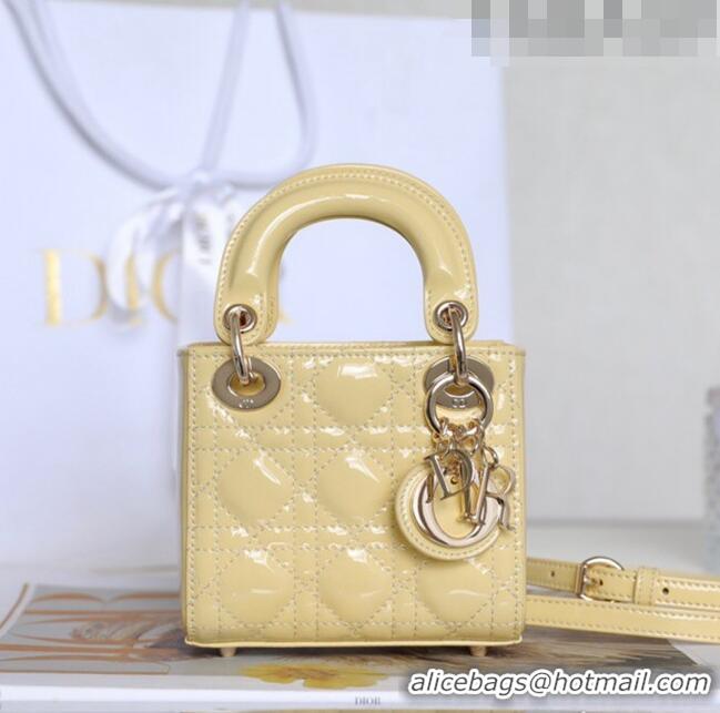 Buy Fashionable Dior Micro Lady Dior Bag in Patent Leather CD2822 Yellow 2023