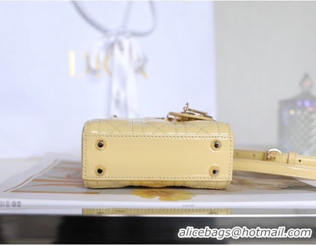 Buy Fashionable Dior Micro Lady Dior Bag in Patent Leather CD2822 Yellow 2023