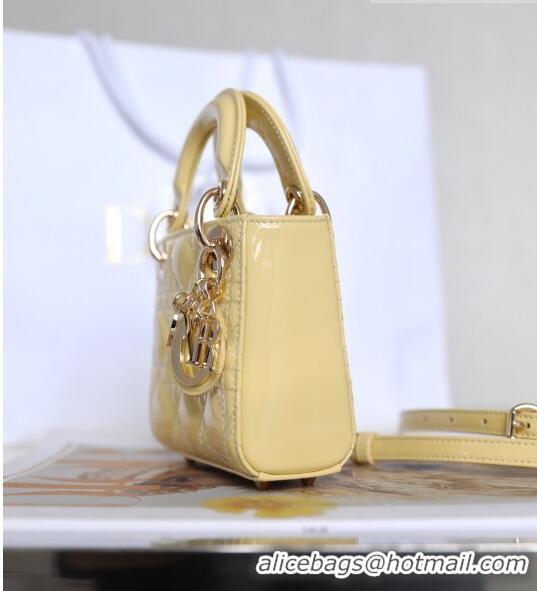 Buy Fashionable Dior Micro Lady Dior Bag in Patent Leather CD2822 Yellow 2023