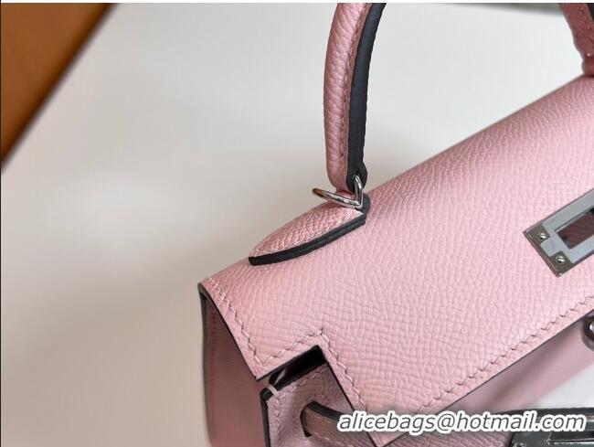 Buy Cheap Hermes Mini Kelly II Handbag 19cm in Epsom Leather 3Q H20 Pink/Silver 2023(Half-handmade)