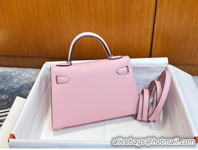 Buy Cheap Hermes Mini Kelly II Handbag 19cm in Epsom Leather 3Q H20 Pink/Silver 2023(Half-handmade)