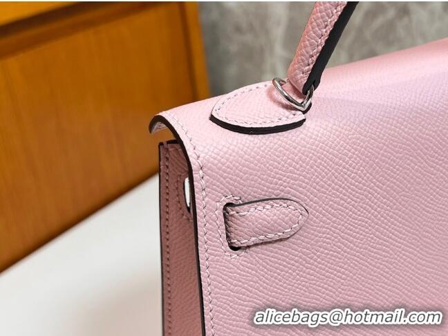 Buy Cheap Hermes Mini Kelly II Handbag 19cm in Epsom Leather 3Q H20 Pink/Silver 2023(Half-handmade)