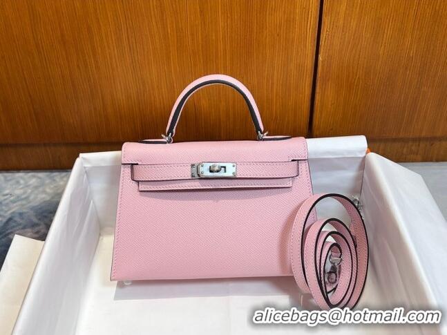 Buy Cheap Hermes Mini Kelly II Handbag 19cm in Epsom Leather 3Q H20 Pink/Silver 2023(Half-handmade)