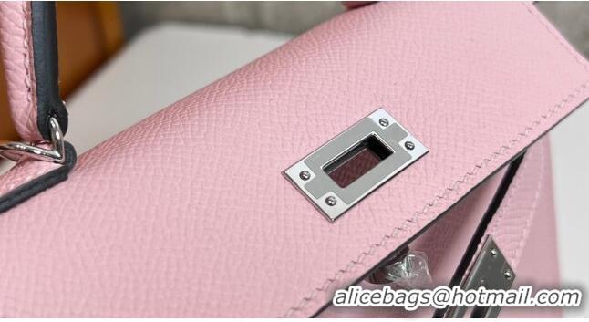 Buy Cheap Hermes Mini Kelly II Handbag 19cm in Epsom Leather 3Q H20 Pink/Silver 2023(Half-handmade)