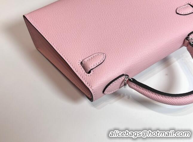 Buy Cheap Hermes Mini Kelly II Handbag 19cm in Epsom Leather 3Q H20 Pink/Silver 2023(Half-handmade)