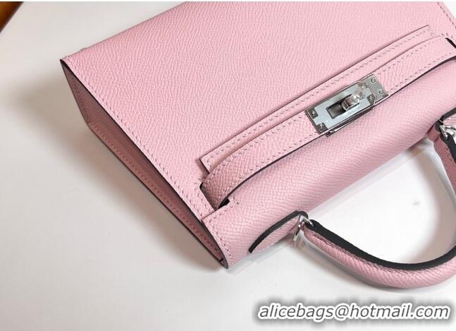 Buy Cheap Hermes Mini Kelly II Handbag 19cm in Epsom Leather 3Q H20 Pink/Silver 2023(Half-handmade)