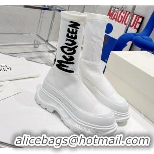 CraftedAlexander McQueen Graffiti Knit Tread Slick Boot White 110286