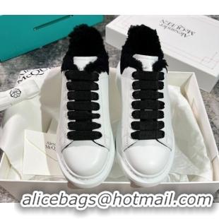 Best Price Alexander McQueen Oversized Sneakers in Silky Calfskin and Wool White/Black 120301