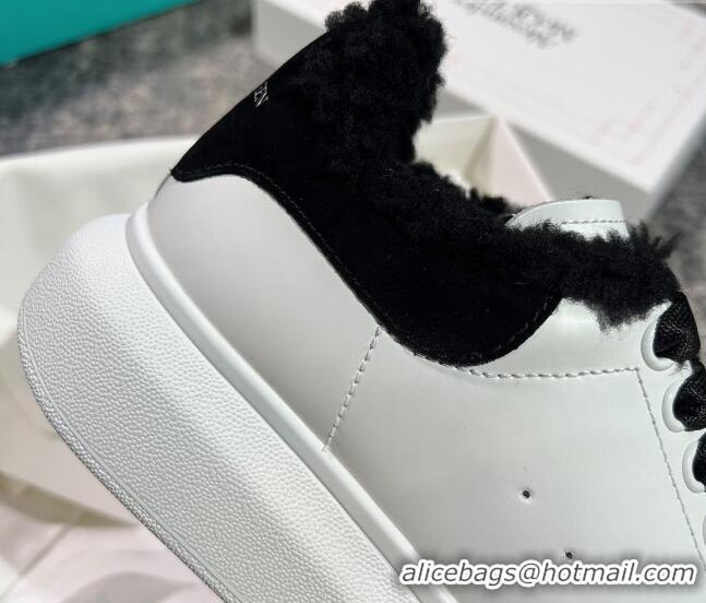 Best Price Alexander McQueen Oversized Sneakers in Silky Calfskin and Wool White/Black 120301