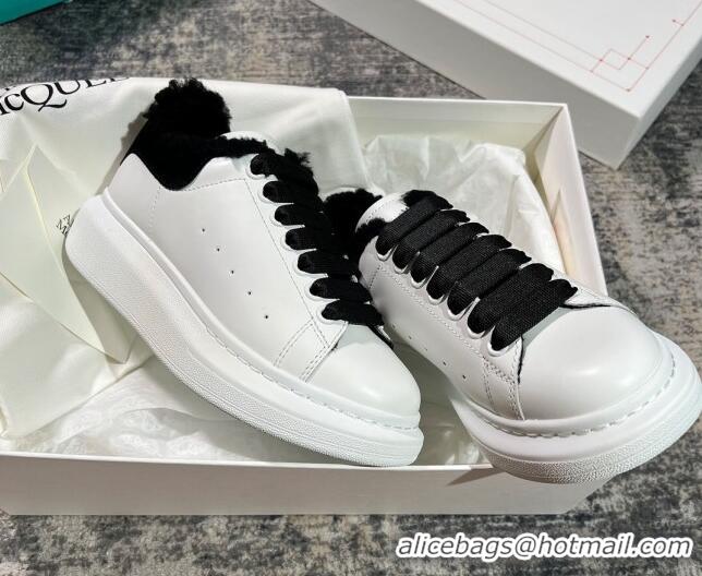 Best Price Alexander McQueen Oversized Sneakers in Silky Calfskin and Wool White/Black 120301