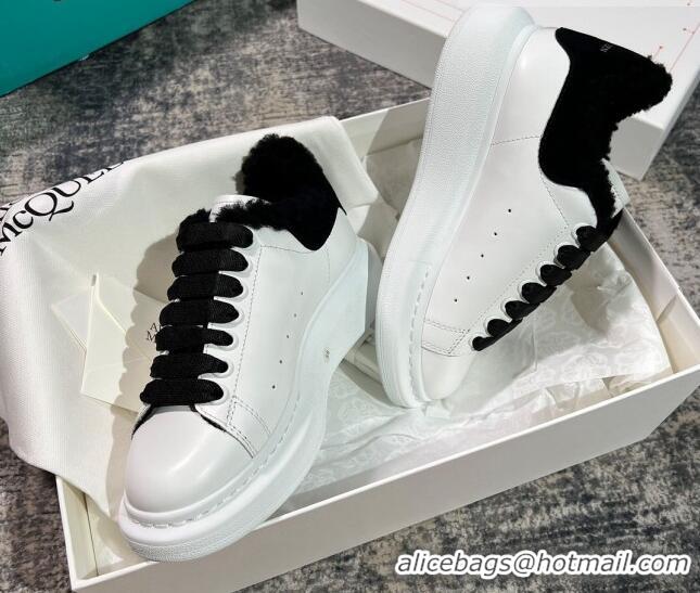 Best Price Alexander McQueen Oversized Sneakers in Silky Calfskin and Wool White/Black 120301