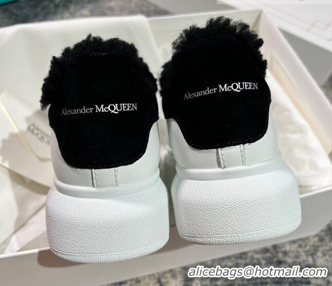 Best Price Alexander McQueen Oversized Sneakers in Silky Calfskin and Wool White/Black 120301