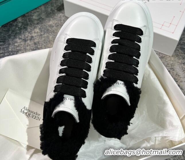 Best Price Alexander McQueen Oversized Sneakers in Silky Calfskin and Wool White/Black 120301