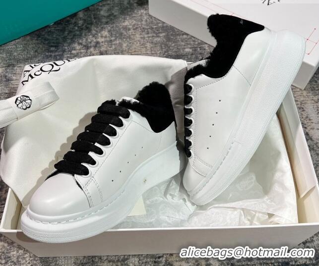 Best Price Alexander McQueen Oversized Sneakers in Silky Calfskin and Wool White/Black 120301