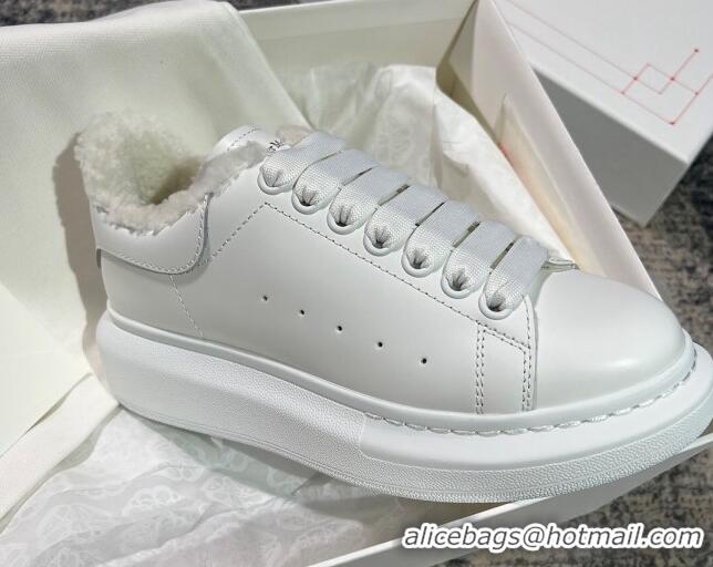 Classic Specials Alexander McQueen Oversized Sneakers in Silky Calfskin and Wool White 2120302