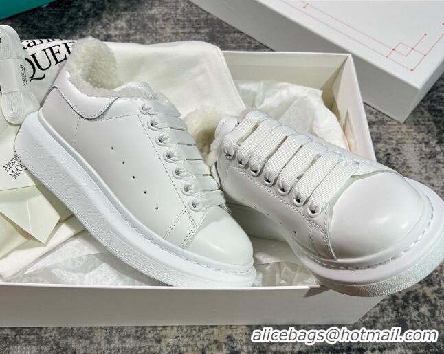 Classic Specials Alexander McQueen Oversized Sneakers in Silky Calfskin and Wool White 2120302