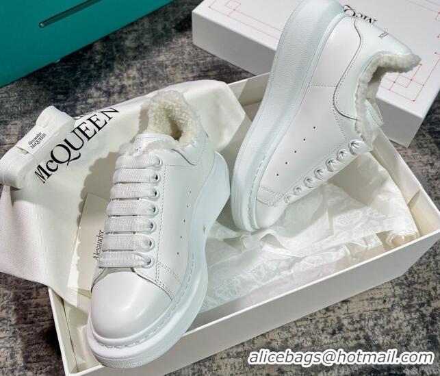 Classic Specials Alexander McQueen Oversized Sneakers in Silky Calfskin and Wool White 2120302