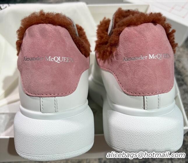 Low Price Alexander McQueen Oversized Sneakers in Silky Calfskin and Wool White/Brown/Pink 120303