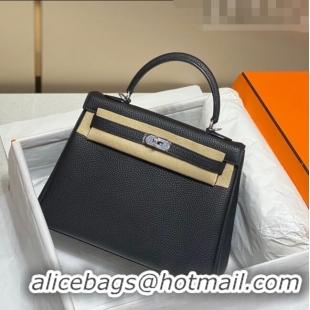 Famous Brand Hermes Kelly Bag in Togo Calfskin 25/28/32cm Black/Silver 2023