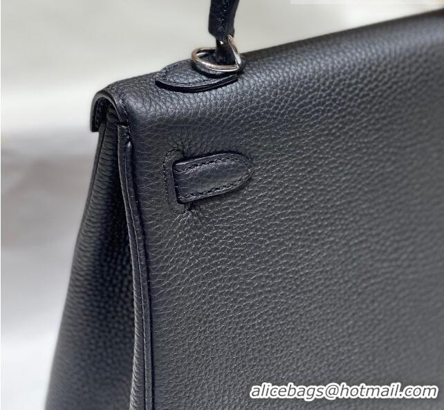 Famous Brand Hermes Kelly Bag in Togo Calfskin 25/28/32cm Black/Silver 2023