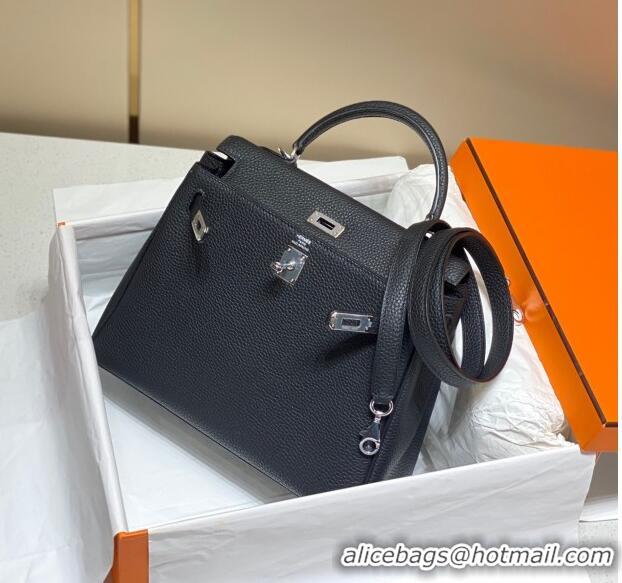 Famous Brand Hermes Kelly Bag in Togo Calfskin 25/28/32cm Black/Silver 2023